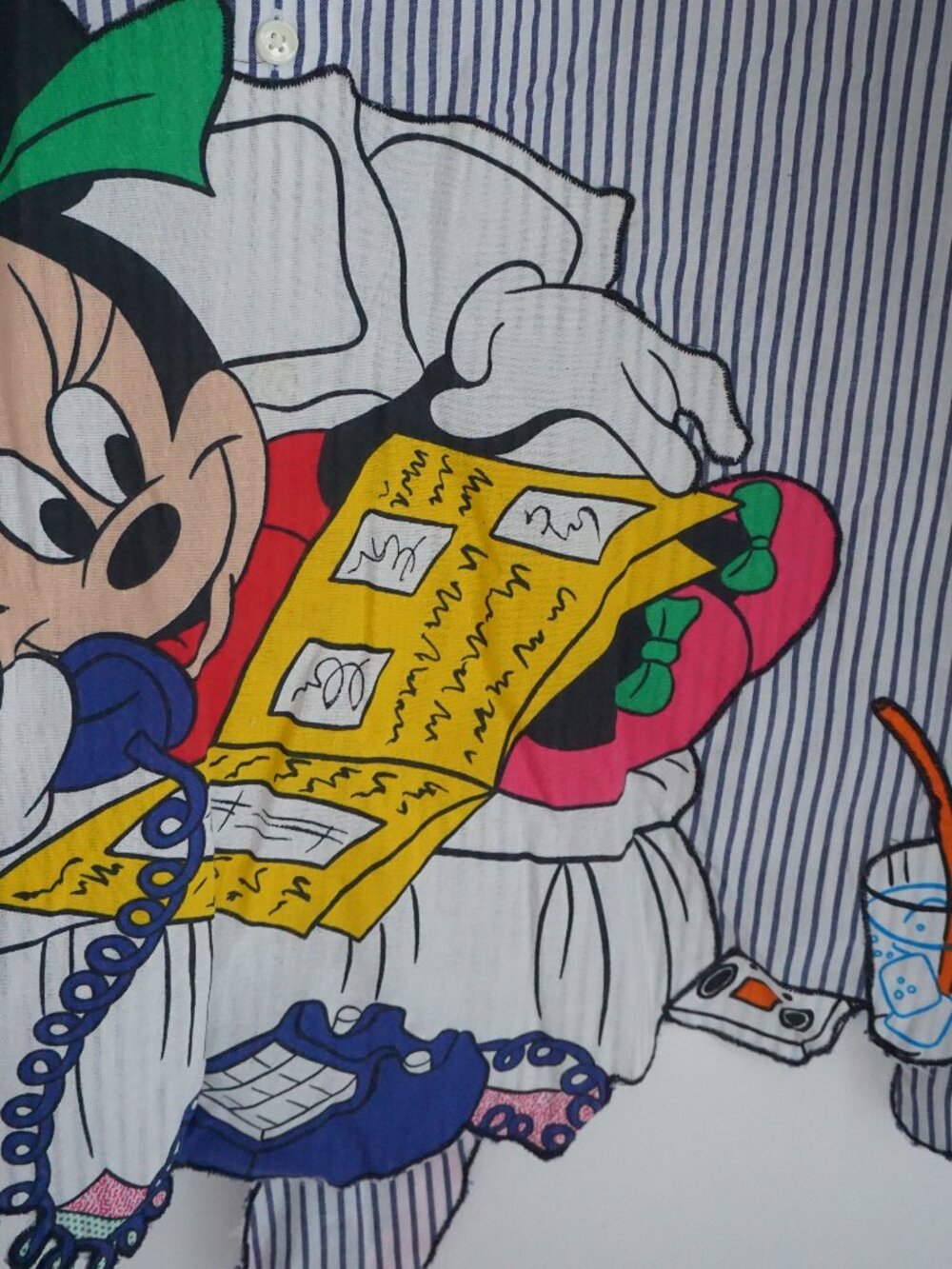 Vintage Minnie Mouse Blue White Stripe Disney Button Front Tunic Shirt XL - Picture 5 of 16